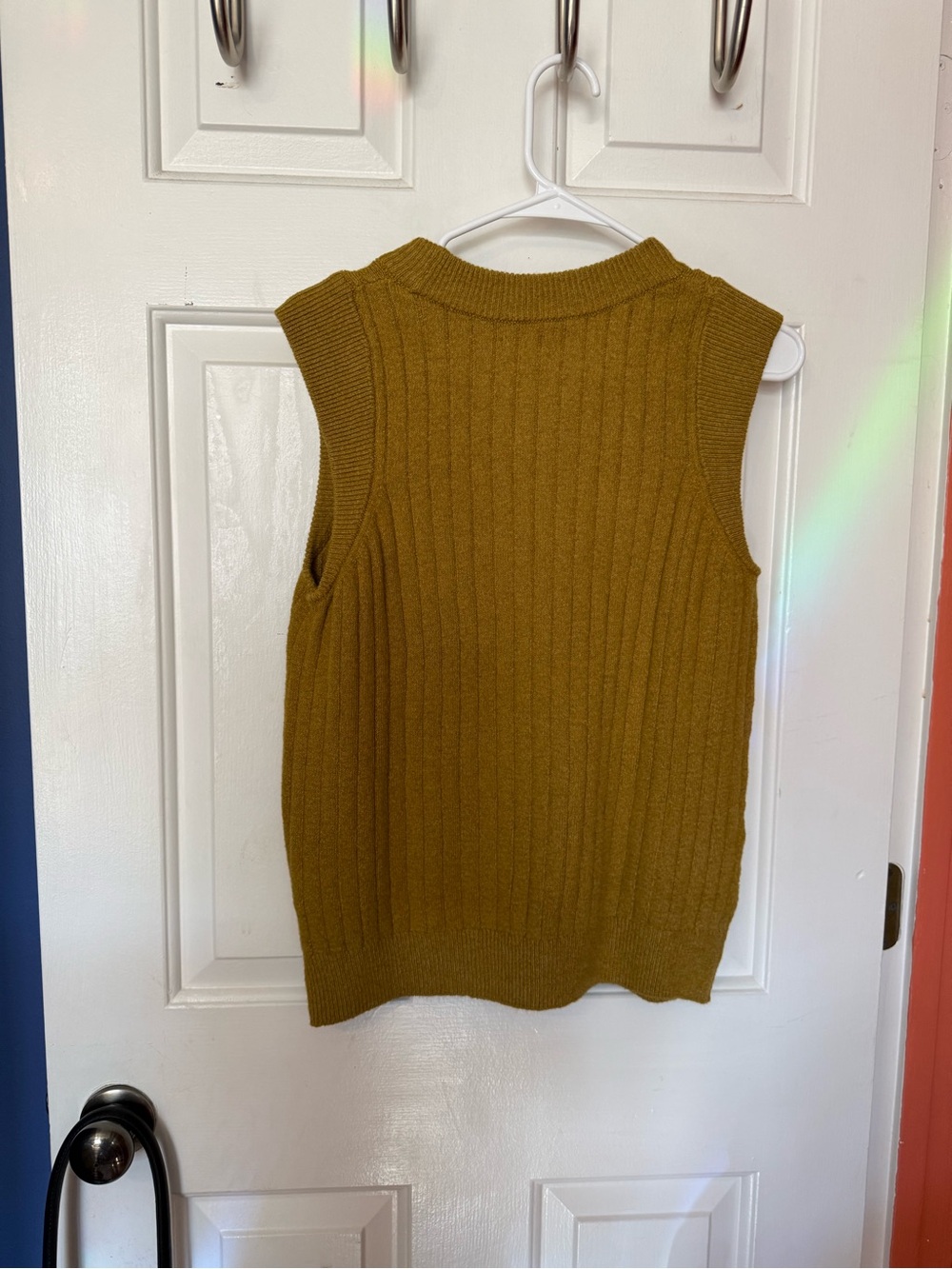 Who What Wear Ribbed Sleeveless Crewneck Sweater Vest in Mustard - Picture 3 of 3